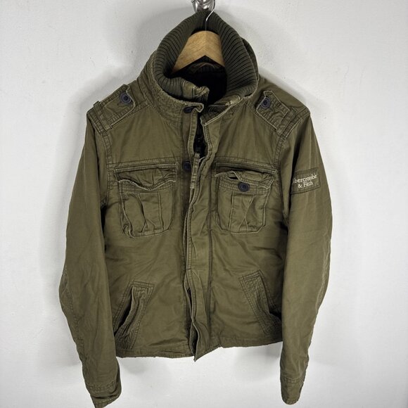 Abercrombie Fitch Jacket Mens M Quilted Military Army Green Utility Vintage Y2K - Picture 1 of 9